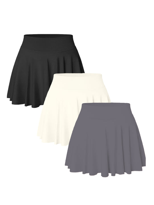 3-Pack Seamless Tennis Skort Set - Pocket Athletic Fit