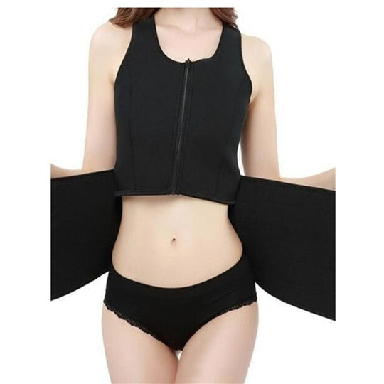 Women’s Neoprene Waist Trainer Vest – Zipper Body Shaper for Tummy Control & Sweat Slimming