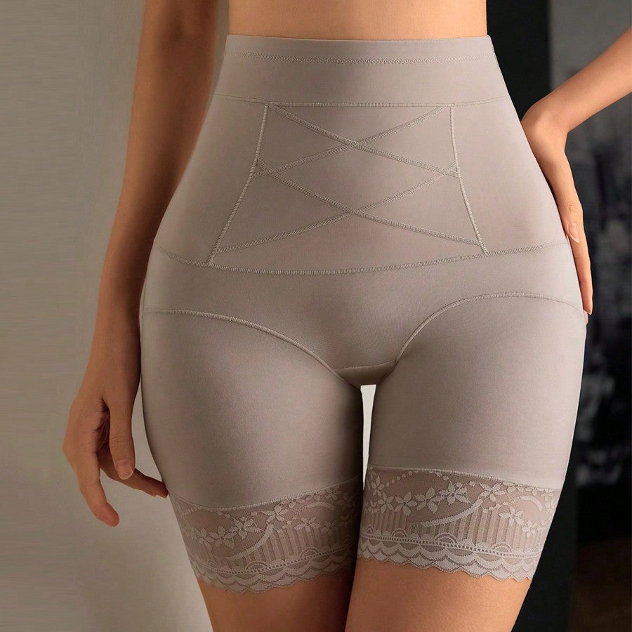 High-waisted Lace Shapewear With Strong Tummy-control And Butt-lifting Hip-slimming Breathable Body Contouring Briefs