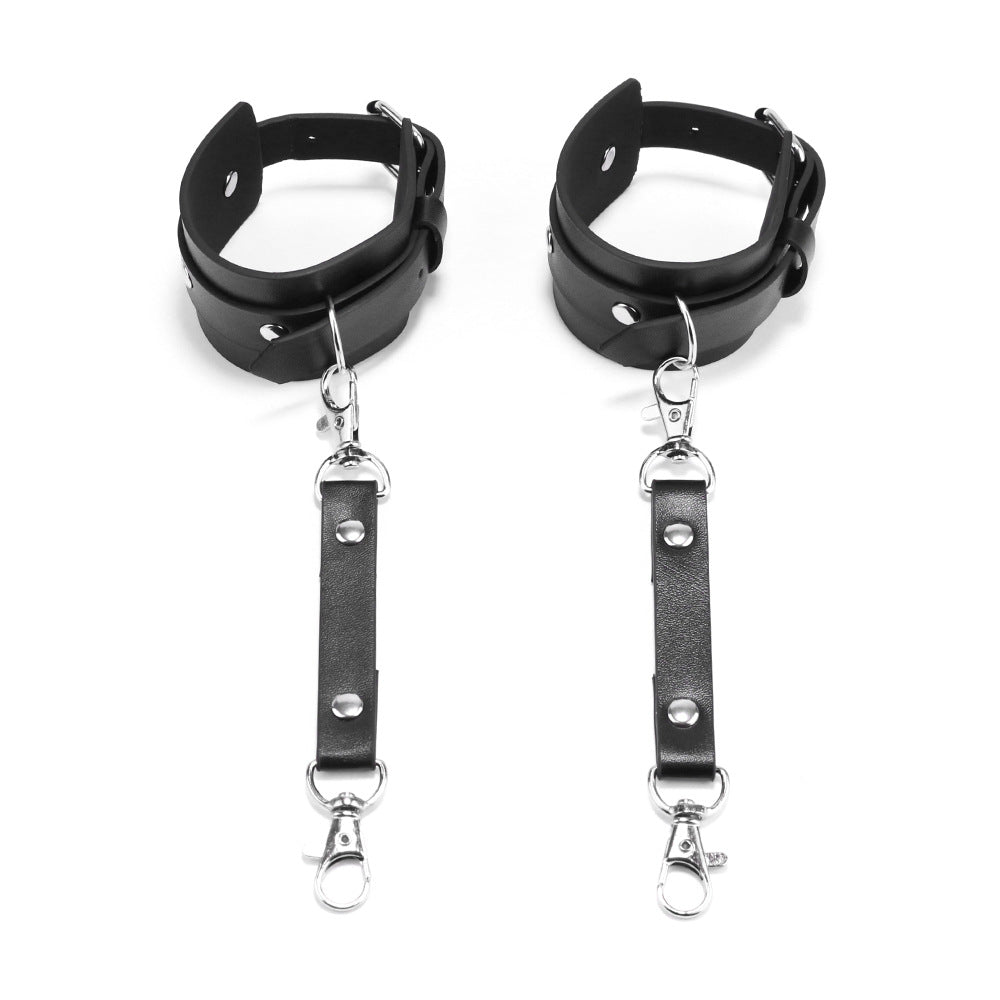 Cross-border Hot Sale Nightclub Charm Queen Fashion All-match Leather Shapewear Mask Decoration Belt Cummerbund Handcuffs Set