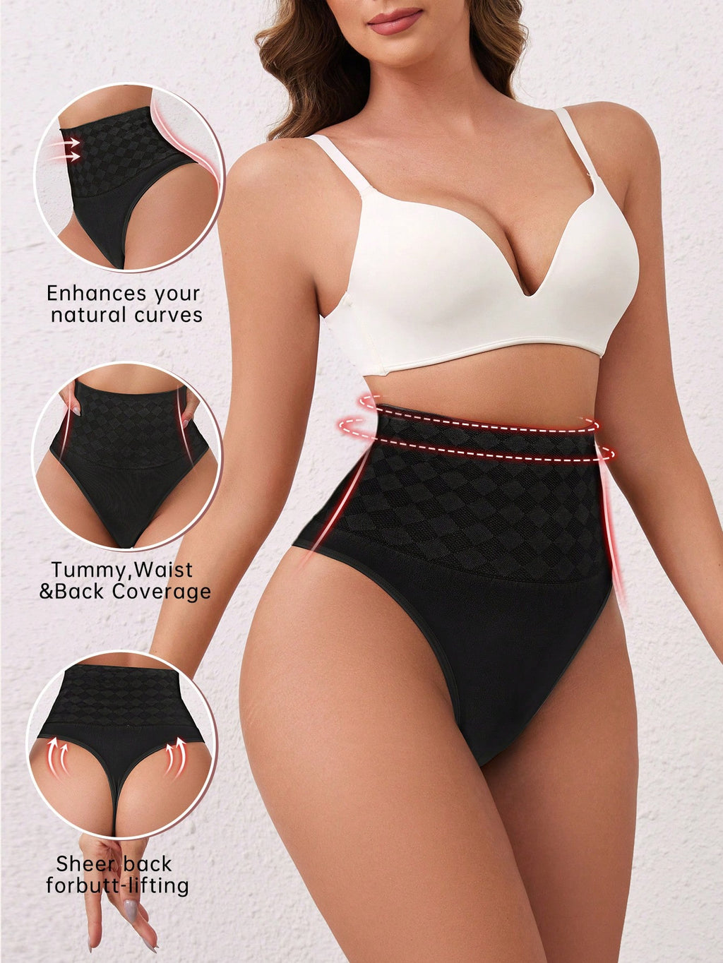 High-Waisted Shapewear Thong Tummy Control Butt Lifter Full Body Slimming Seamless Body Shaper