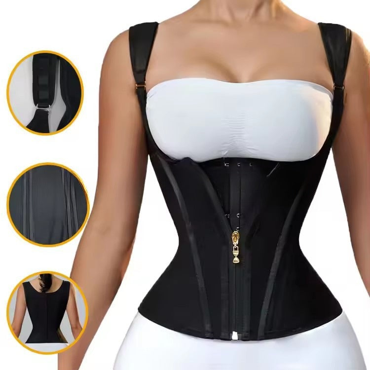 Latex Vest-style Zip-and-button Sports Shapewear For A Toned Midsection