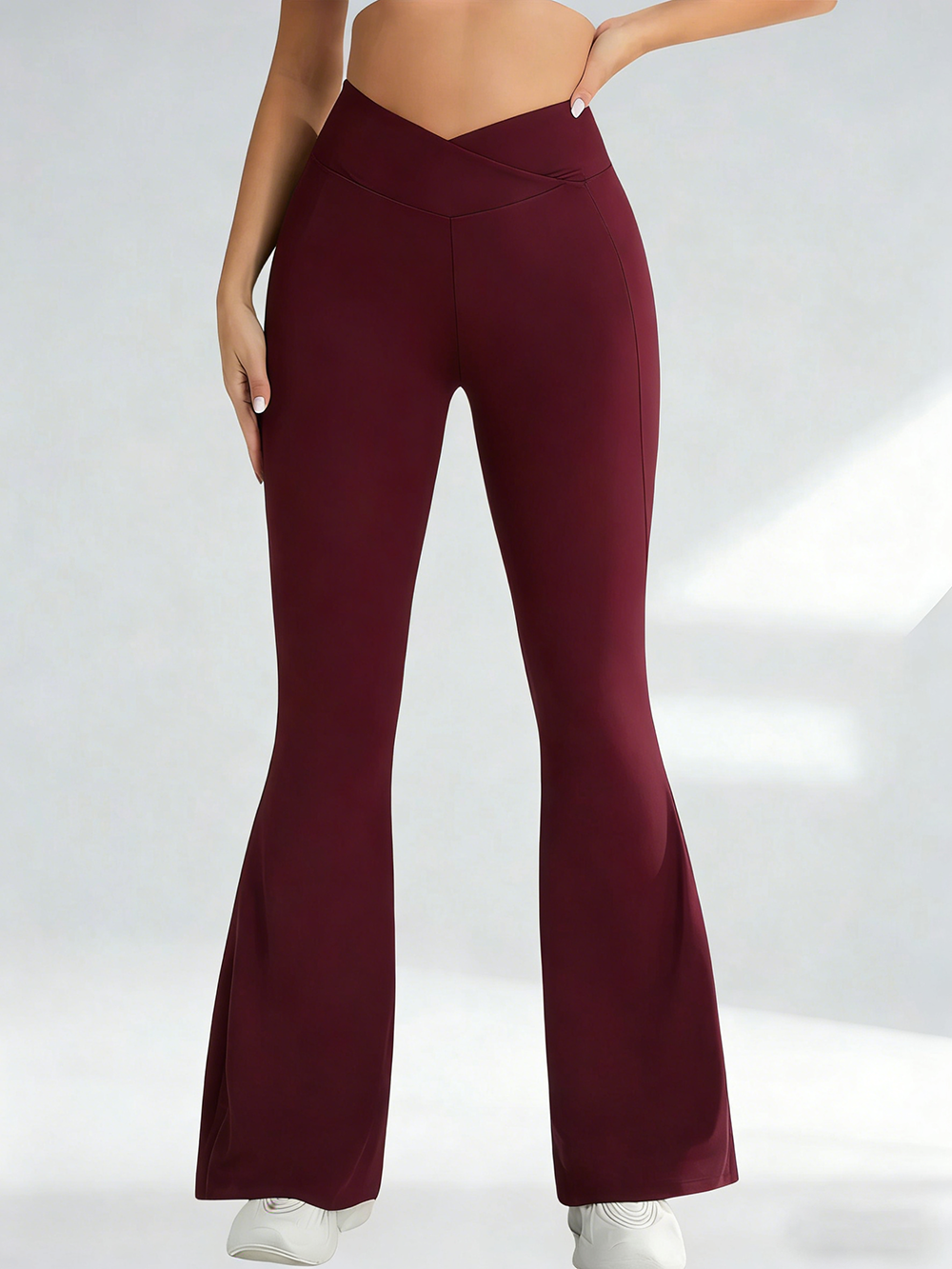 Women Crossover High Waist Flare Yoga Pants, Soft Stretch Bootcut Leggings Tummy Control Workout Gym Bell Bottom Pants