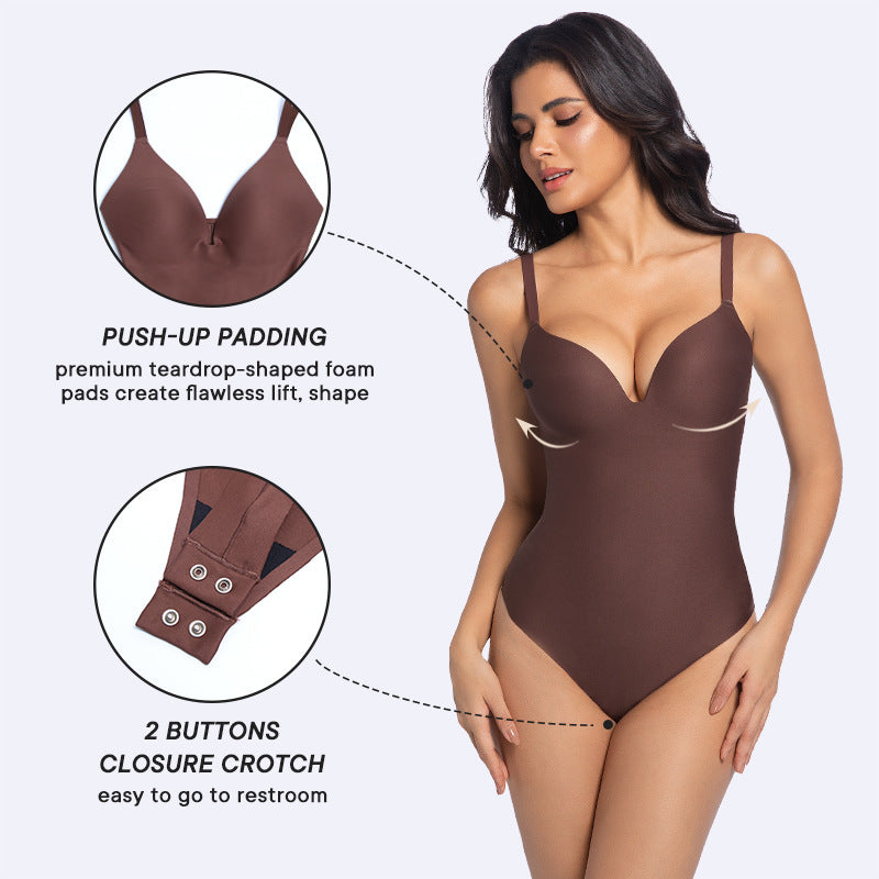 Full-body Compression Shapewear With A Deep V-neck Leaving No Marks