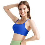Women’s Cross Back Sports Bra, Padded Strappy Crop Top, Open Back Low Impact Yoga Bra with Removable Pads