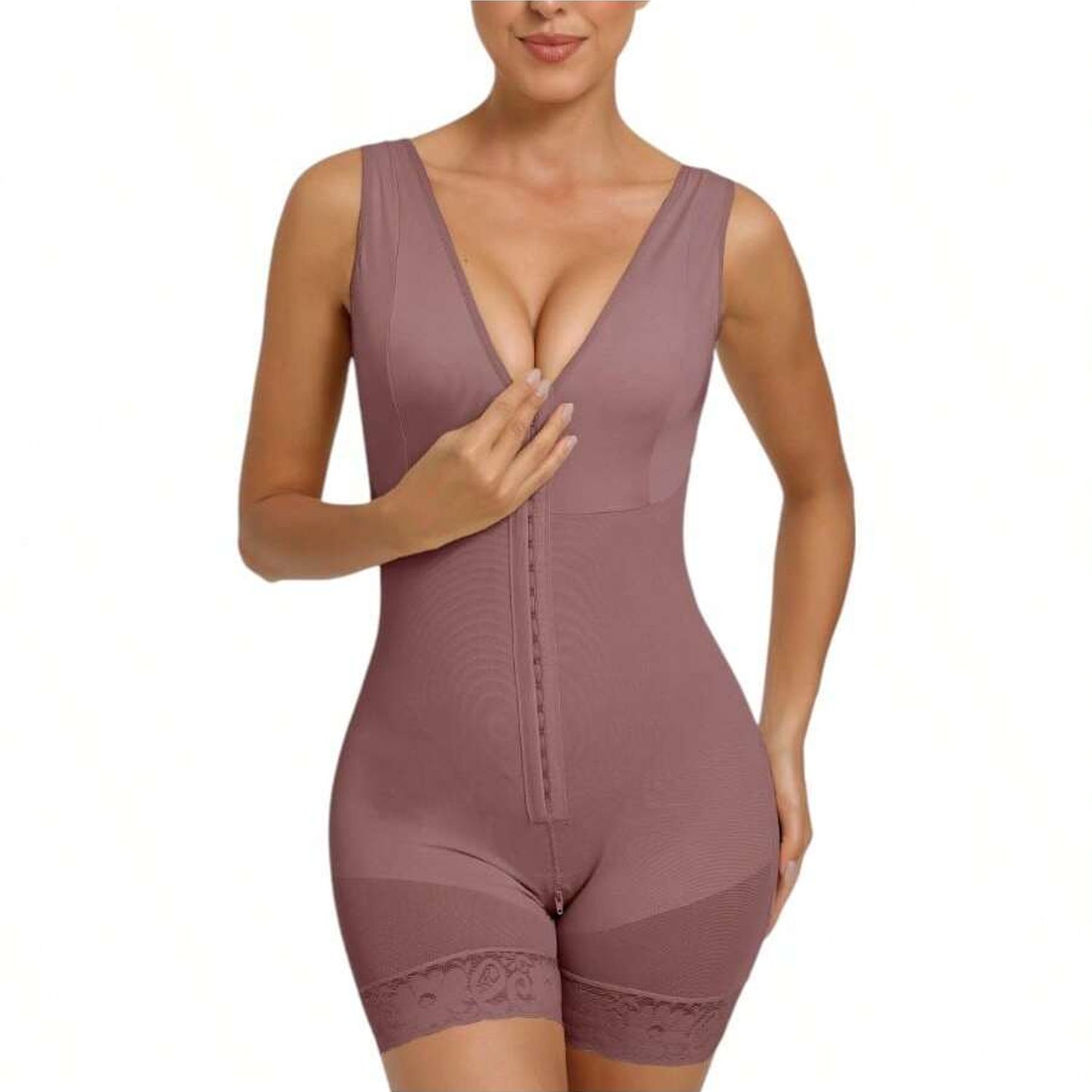 Fajas Colombianas Women’s Shapewear Full Body Sculpting Bodysuit, Tummy Control Waist Trainer, Hip Lifter Compression Shaper with Zipper Crotch