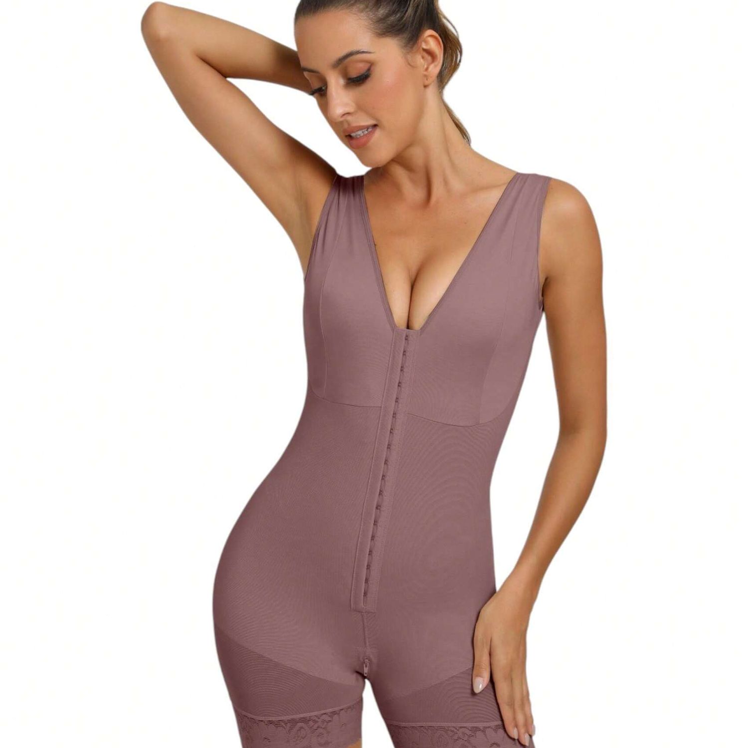 Fajas Colombianas Women’s Shapewear Full Body Sculpting Bodysuit, Tummy Control Waist Trainer, Hip Lifter Compression Shaper with Zipper Crotch