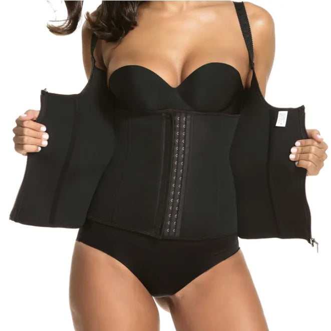 Zipper Waist Trainer Corset for Women – Tummy Control Body Shaper with Back Support