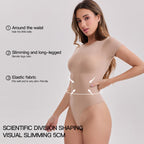 Ss-border Seamless Short-sleeve Bodysuit Shapewear With Waist Cinching, Abdominal Shaping, And Thong Tight-fitting Body Suit