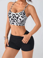 Women’s Floral Print Sports Bra with Cross Back Straps – Lightweight Summer Bralette for Daily Wear