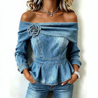 High-end Floral-decorated Waist-cinching Slimming Top