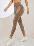 Women Seamless Washed Yoga Leggings High Waist Tummy Control Butt Lifting Ribbed Workout Gym Athletic Pants