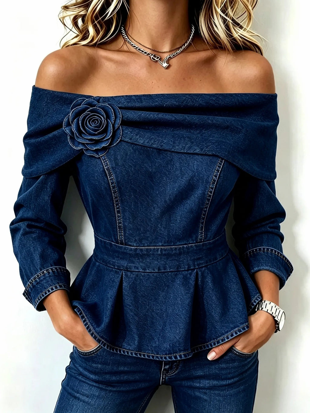 High-end Floral-decorated Waist-cinching Slimming Top