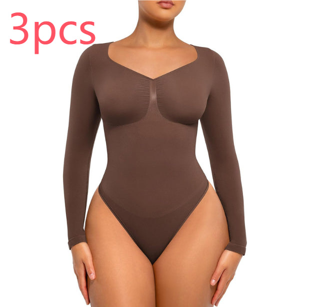 Plus Size Postpartum Hip Lifting Seamless Shapewear 2pcs