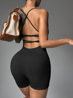 Back-cross Breathable Casual Sports Shapewear Jumpsuit