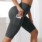 Seamless Hip-lifting Waist-slimming High-waisted Yoga Shorts For Fitness And Tummy Control