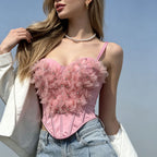 Heavy-duty Rhinestone-embellished Mesh Floral Shapewear Corset