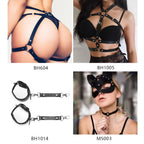 Cross-border Hot Sale Nightclub Charm Queen Fashion All-match Leather Shapewear Mask Decoration Belt Cummerbund Handcuffs Set