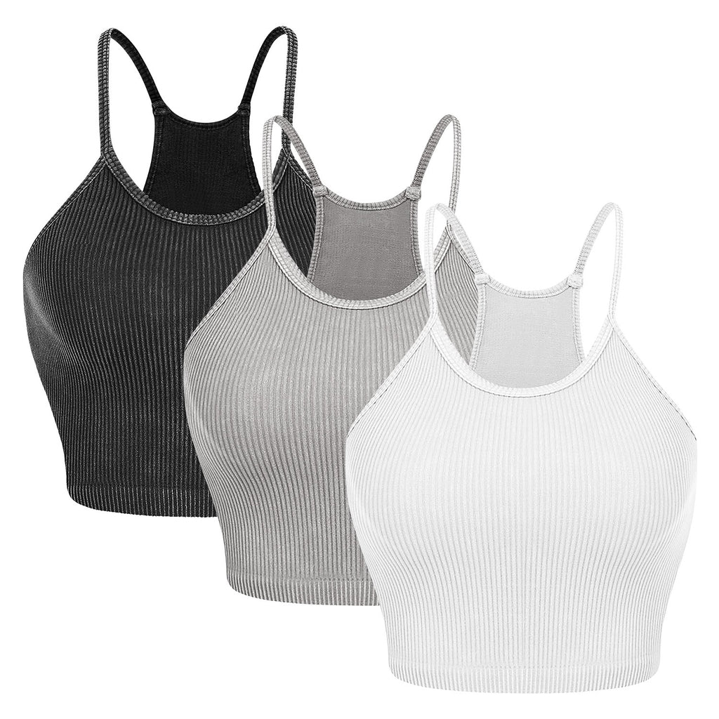 3-Pack Ribbed Crop Tank Set for Women – Soft Stretch Layering Fit
