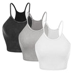 3-Pack Ribbed Crop Tank Set for Women – Soft Stretch Layering Fit