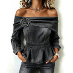 High-end Floral-decorated Waist-cinching Slimming Top