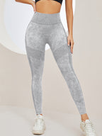 Women Seamless Washed Yoga Leggings High Waist Tummy Control Butt Lifting Ribbed Workout Gym Athletic Pants