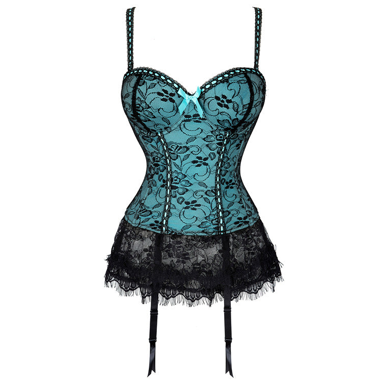 Mesh Lace Untra Thin Breathable Shapewear Shoulder Strap Garter Small Waist Underwear Corset