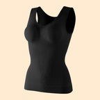 Women Seamless Double Layer Shapewear Tank Top Long Length Tummy Control Waist Shaper Athletic Camisole Cotton Built-in Bra Pads Undershirt