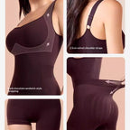Curvy Dark-chocolate-colored Back-release Shapewear Bodysuit With Built-in Cups For Women