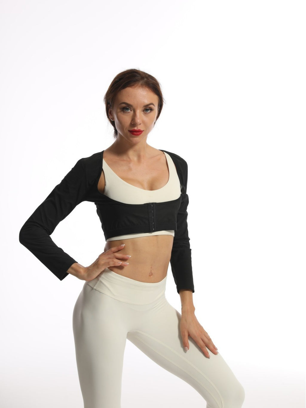 New Style Buttoned Compression Sweat-Enhancing Vest, Posture-Correcting Shapewear, Fitness Back-Enhancing Tank Top With Long Sleeves
