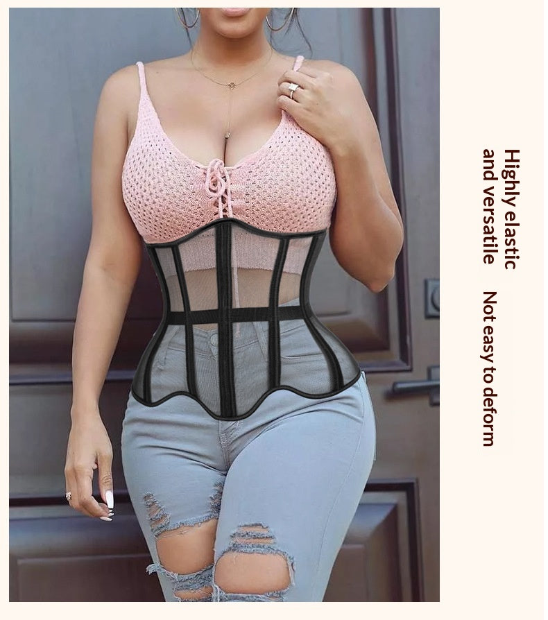 Breathable Hollowed-Out Waist-Cinching Bondage Belt Fashionable Mesh Fishbone Shapewear