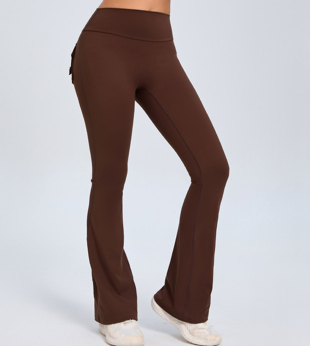 High-Waist Flared Yoga Pants with Pockets - Sculpted Studio Fit