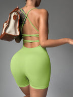 Back-cross Breathable Casual Sports Shapewear Jumpsuit