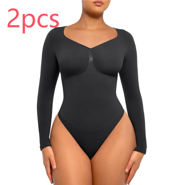 Plus Size Postpartum Hip Lifting Seamless Shapewear 2pcs