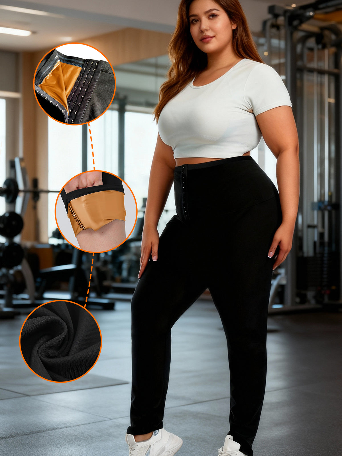 Women Sauna Sweat Pants, High Waist Compression Slimming Capri Leggings, Hot Thermo Workout Pants For Fat Burning Weight Loss, For Gym & Daily Wear