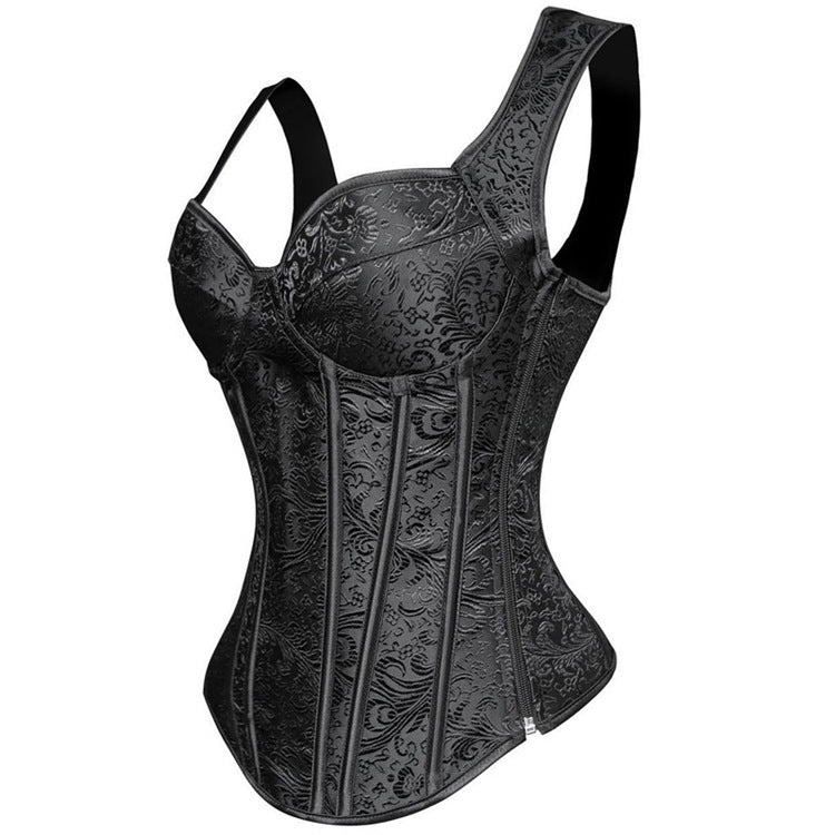 Halter Neck Zipper Jacquard Pattern Ladies Shapewear