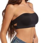 Women’s Strapless Non-Slip Bra with Side Buckle – Seamless Push-Up Bandeau with Chest Padding