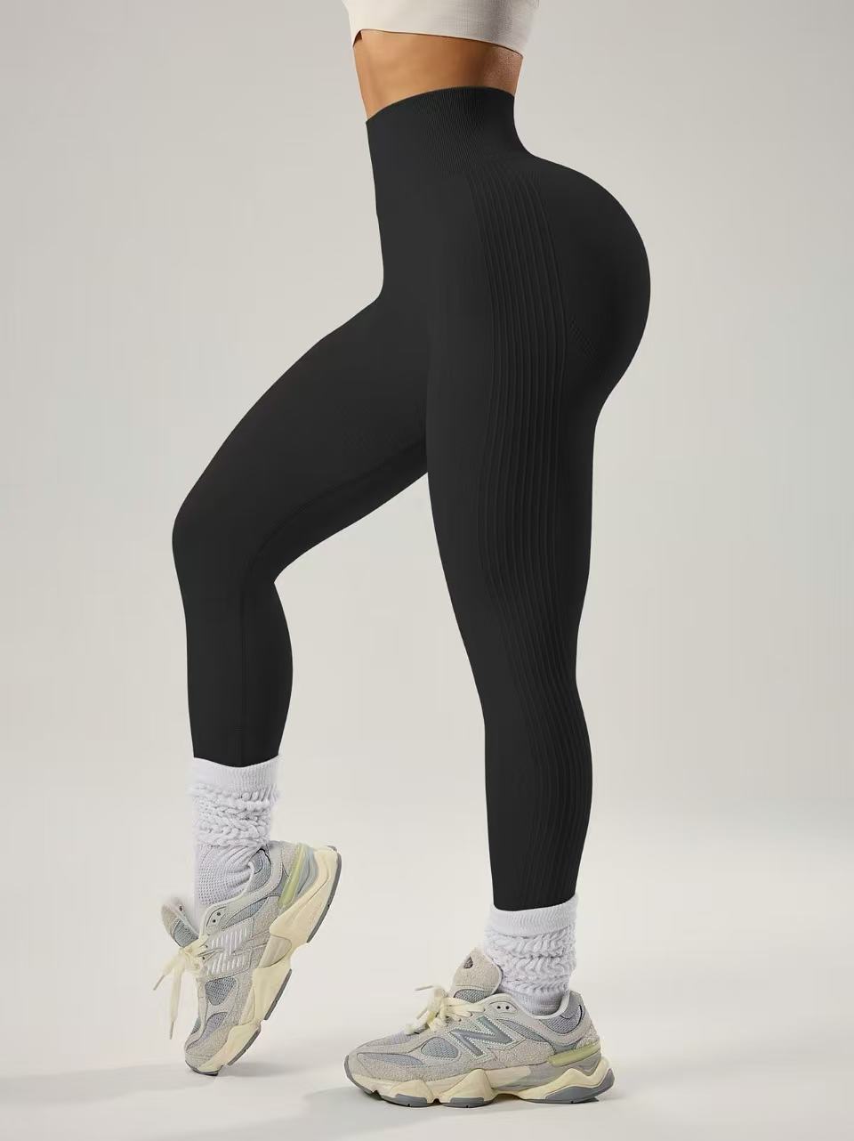 Women Seamless Yoga Leggings High Waist Tummy Control Ribbed Workout Pants Butt Lifting Gym Running Athletic Leggings