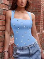 3 Pack Women’s Summer Jumpsuit – Baby Blue Cherry Print, Vintage Chic Romper Set