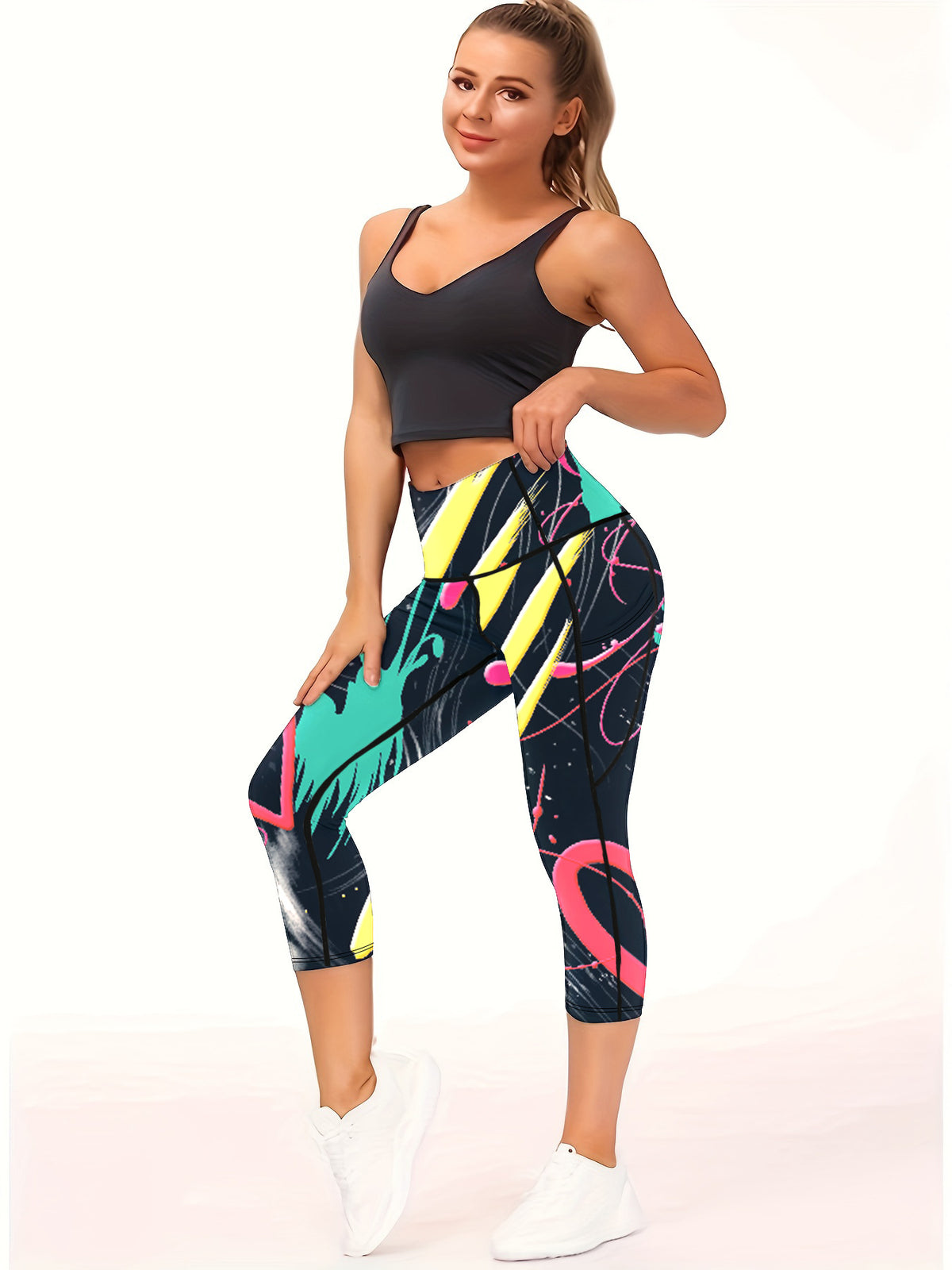 Cross-Border Yoga Pants With Print, Foreign Trade Fitness Pants, Butt-Lifting High-Waisted Tummy Control Outdoor Sports Leggings For Women, Cross-Border Hot Sale