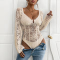 Lace Shapewear Bodysuit for Women – V-Neck Tummy Control & Sculpting Fit