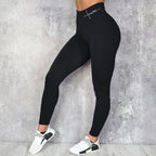 European And American Style Embroidered Waistband Ribbed Tight Yoga Pants High-Waisted Tummy Control High-Elastic Sports Pants Slimming Cropped Fitness Pants
