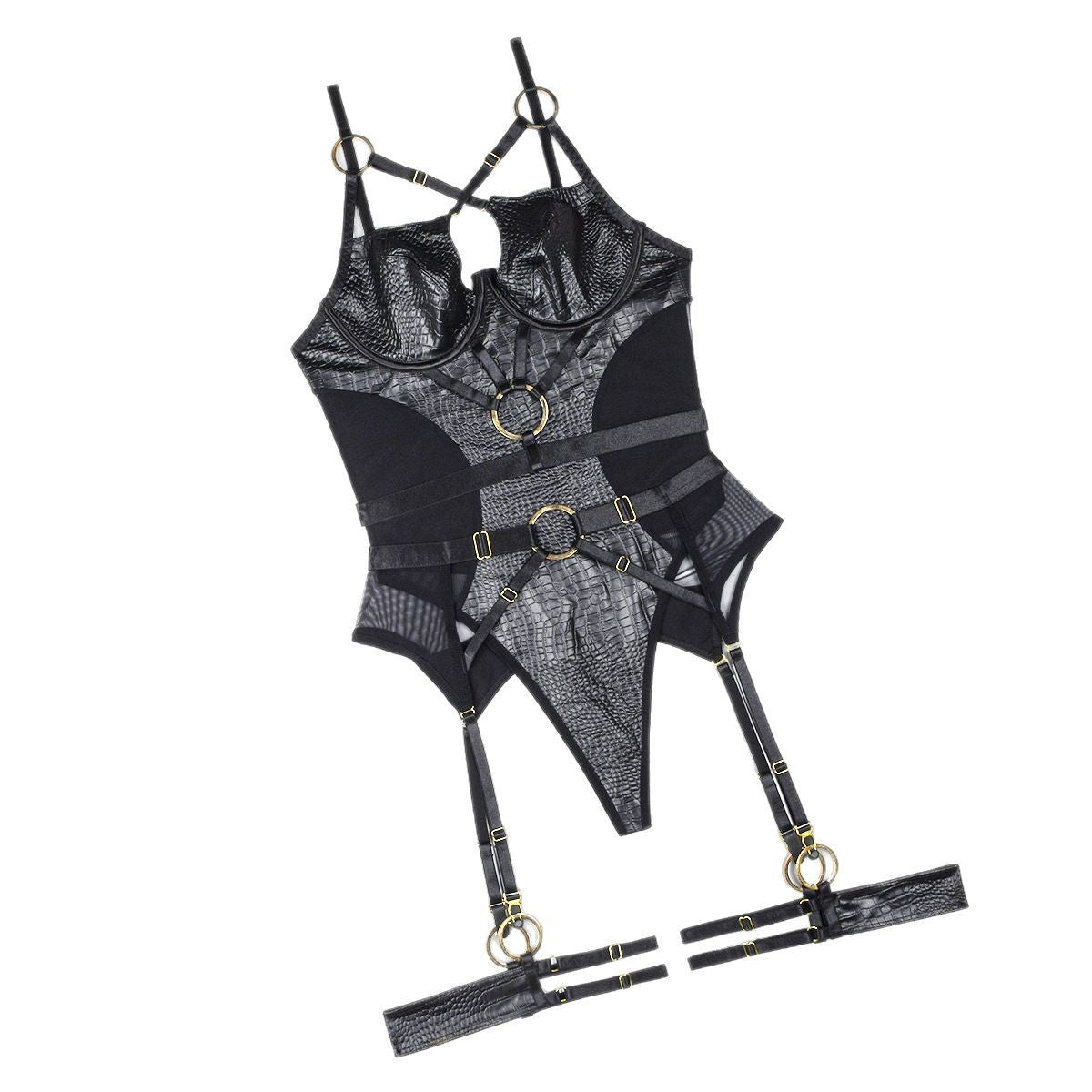Shapewear No-Show Temptation Set Leather Cutout Bodysuit