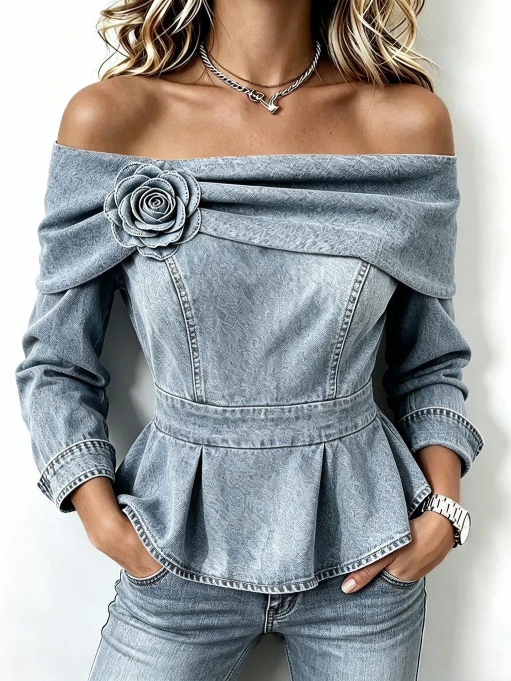 High-end Floral-decorated Waist-cinching Slimming Top