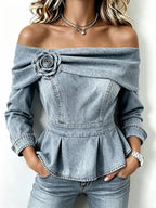 High-end Floral-decorated Waist-cinching Slimming Top