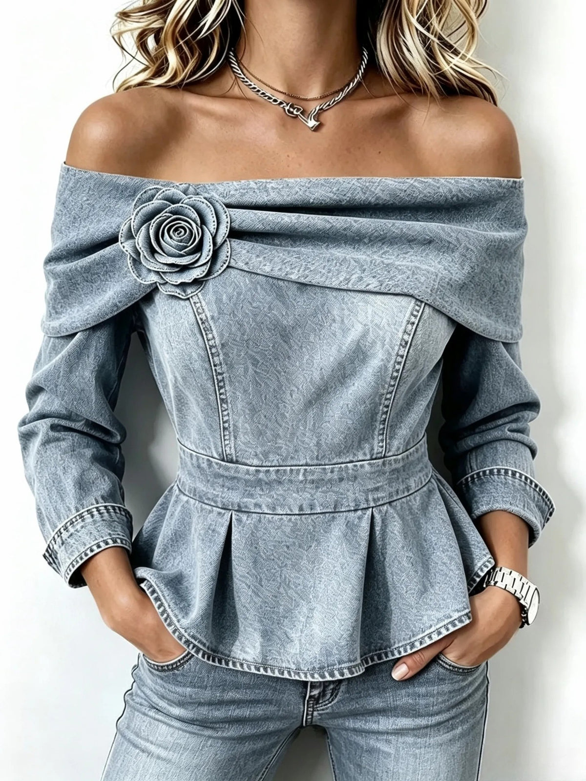 High-end Floral-decorated Waist-cinching Slimming Top