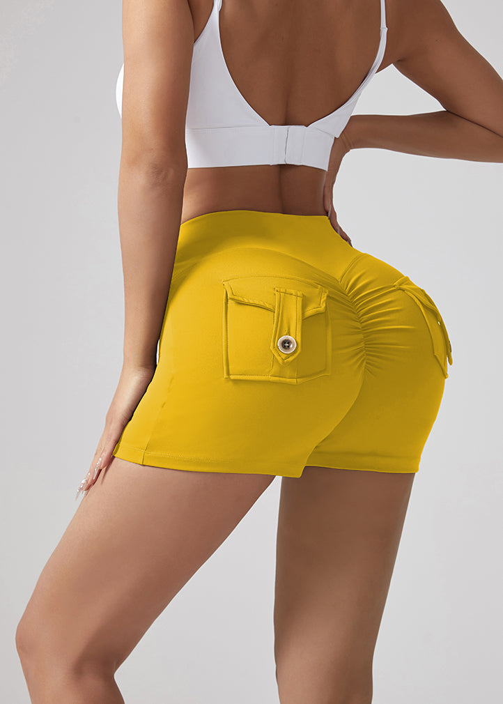 V-Waist Seamless Workout Shorts for Women – Butt Lifting Yoga & Running Shorts with Pockets