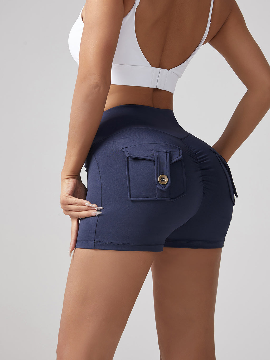 V-Waist Seamless Workout Shorts for Women – Butt Lifting Yoga & Running Shorts with Pockets