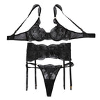 See-through Embroidery Lace Steel Ring Gathered Shapewear Split Suit