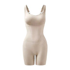 Curvy Dark-chocolate-colored Back-release Shapewear Bodysuit With Built-in Cups For Women